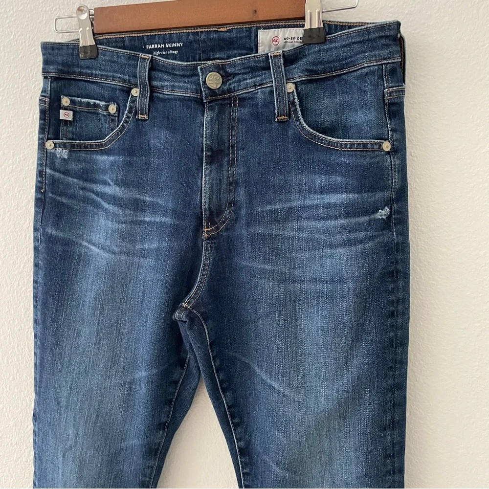 AG Adriano Goldschmied The Farrah Skinny High Rise Jeans Size 30R Medium Blue - Picture 6 of 8